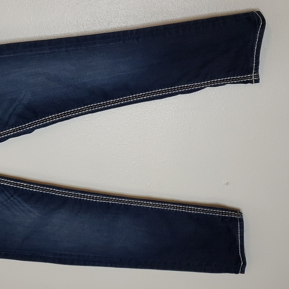 Rock Revival Easy Skinny Chile Blue Jeans Overstitched  Luxury Slip Pocket Chic - Picture 7 of 16